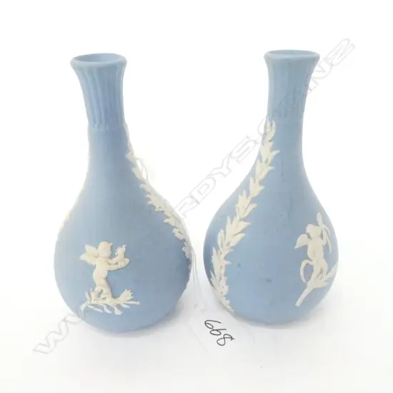 PAIR OF WEDGWOOD JASPER WARE VASES H140MM