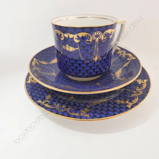 ROYAL DOULTON COBALT & GOLD TRIO 