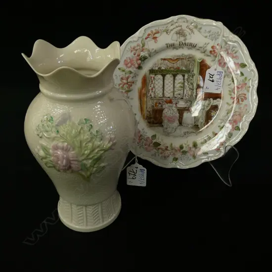 BALLEEK VASE H. 205MM & R/DOULTON PLATE