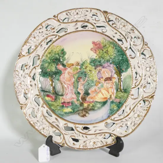 LARGE CAPODIMONTE WALL PLATE, W. 345MM