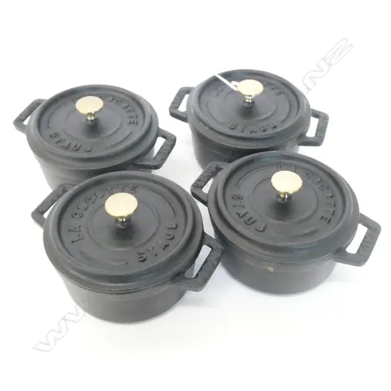 4 STAUB LA COCOTTE FRENCH CAST IRON MINI DUTCH OVENS 