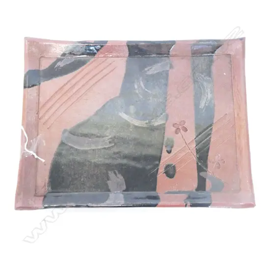 JAPANESE STUDIO POTTERY RECTANGULAR PLATE L300MM