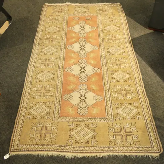 TURKISH HAND KNOTTED ALL WOOL RUG 1940 X 1100MM FADED