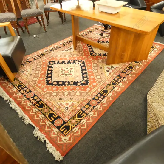 HANDKNOTTED PERSIAN RUG, TWO CENTRAL DIAMOND MEDALLIONS, 2830 x 1810mm