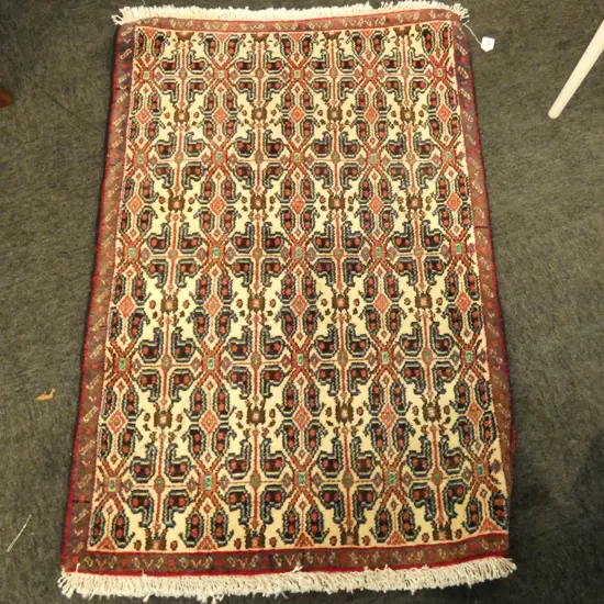 #237G PERSIAN SANANDAJ HAND KNOTTED WOOL PILE RUG 1070 X 710MM