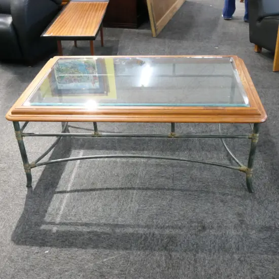 GLASS TOPPED COFFEE TABLE H. 450 1200 X 800MM