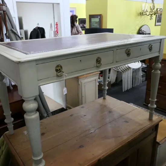 PAINTED VICTORIAN LEATHER TOPPED WRITING TABLE H. 750MM L. 1200MM