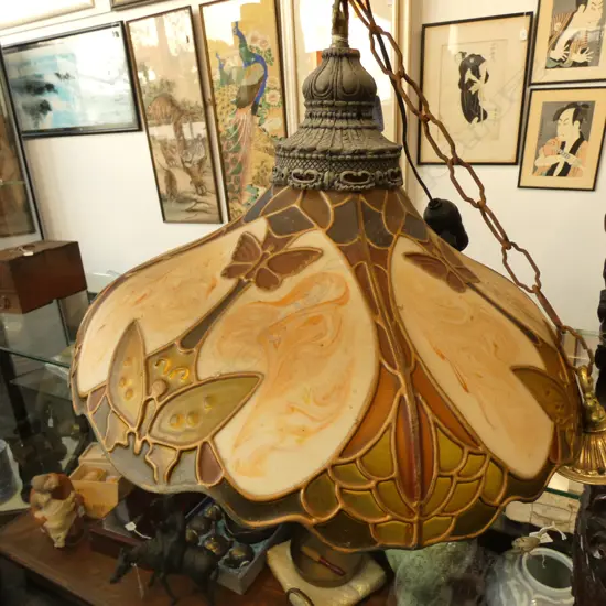 VINTAGE TIFFANY STYLE CEILING LIGHT, W. 465MM
