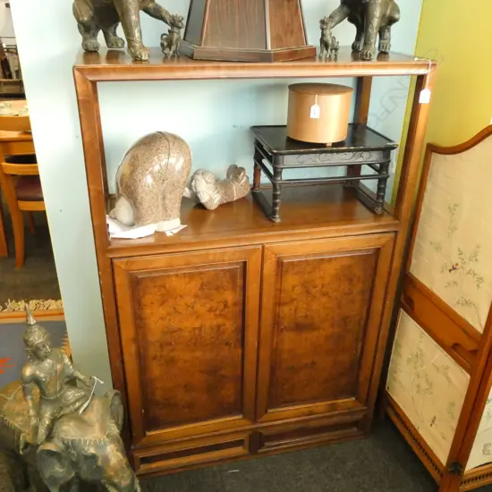 LATE 19TH TO EARLY 20TH C CHINESE NAN MU DISPLAY CABINET WITH GOLDEN SILKY GRAIN,SOME MARKS TO SHELF H 1350 