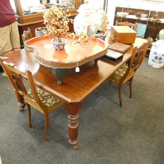 VICTORIAN EXTENDABLE DINING TABLE W. 1 LEAF & CRANK HANDLE L. 1210MM