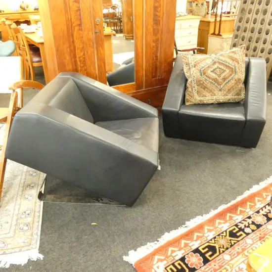 PR CONTEMPORARY ITALIAN LEATHER & CHROME CHAIRS