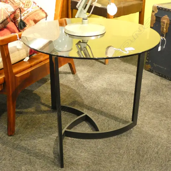 CONTEMPORARY GLASS SIDE TABLE 600MM DIA H. 500