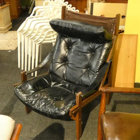 BACKHOUSE LEATHER SAFARI CHAIR 