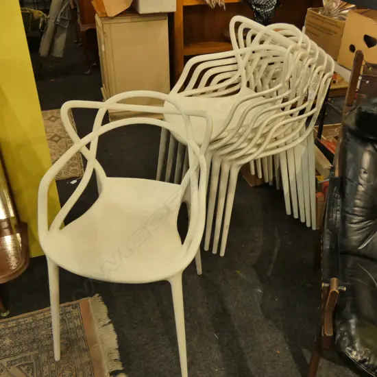 6 WHITE 'KARTELL STARCK' DESIGN CHAIRS
