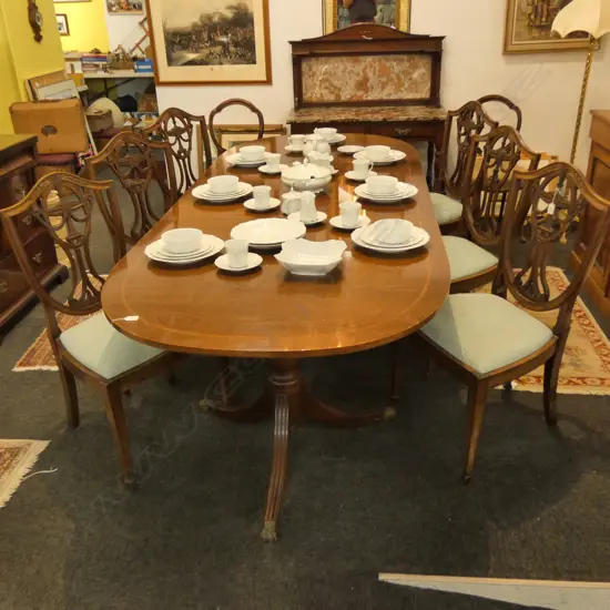 SIX HEPPLEWHITE STYLE DINING CHAIRS (one faulted)