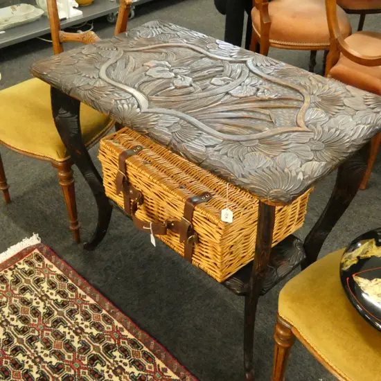 CARVED JAPANESE TABLE (apparently made for Libertys of London)