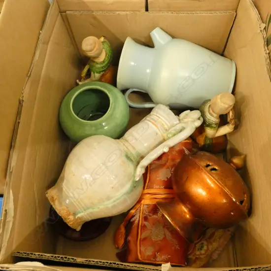 BOX LOT ASST. ORIENTAL CERAMICS ETC