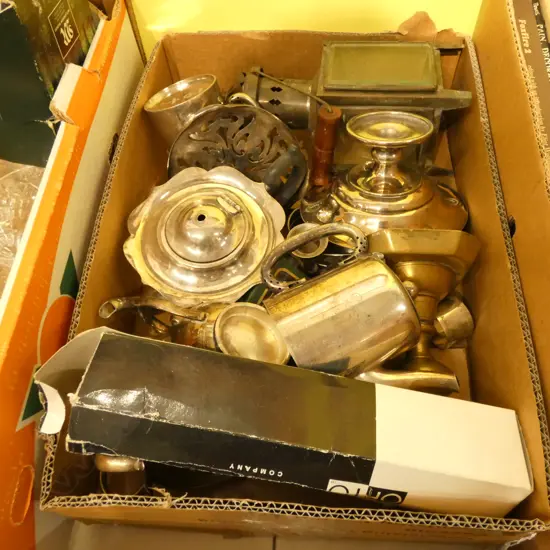 BOX LOT ASST EPNS, LANTERN ETC