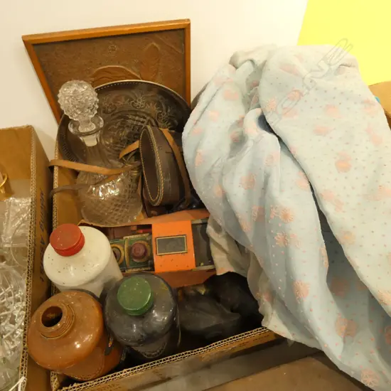 BOX LOT VINTAGE DRESS, CAMERAS ETC