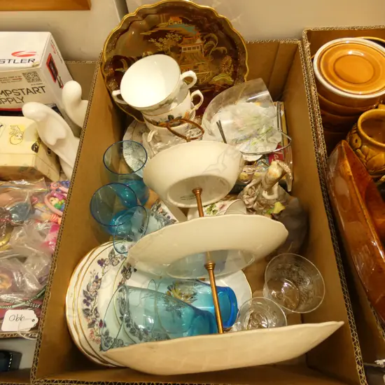 BOX LOT ASST. GLASS & CHINA