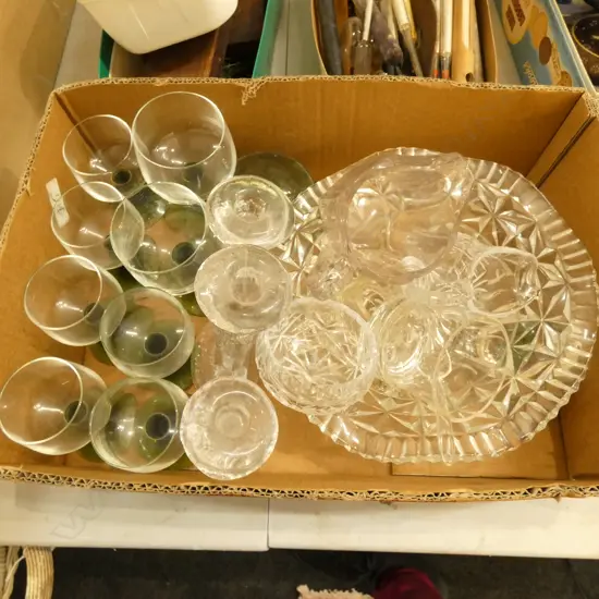 BOX LOT ASST. GLASSWARE ETC
