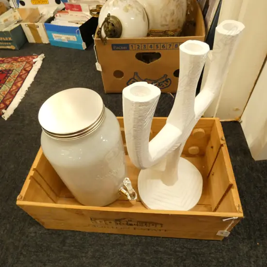 BOX LOT CANDLEHOLDER & BEVERAGE DISPENSER