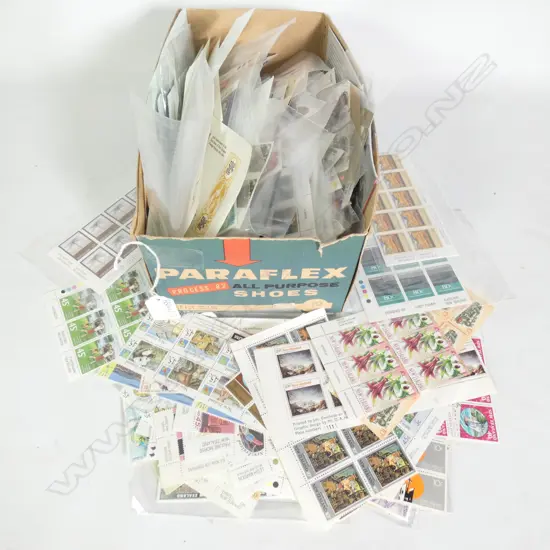 BOX LOT ASST. NZ PLATE BLOCK STAMPS HIGH VALUE