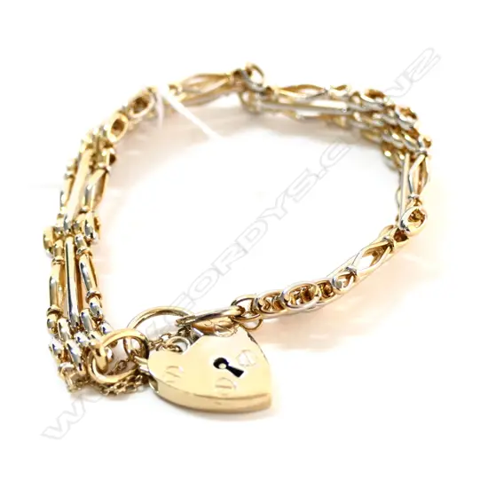 SOLID SILVER GATE-LINK BRACELET GOLD PLATED 23gm