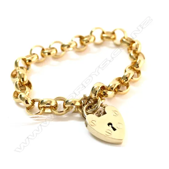 SOLID SILVER BELCHER LINK BRACELET GOLD PLATED 20gm