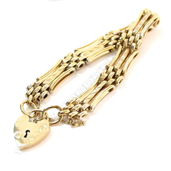 SOLID SILVER GATE-LINK BRACELET GOLD PLATED 31gm