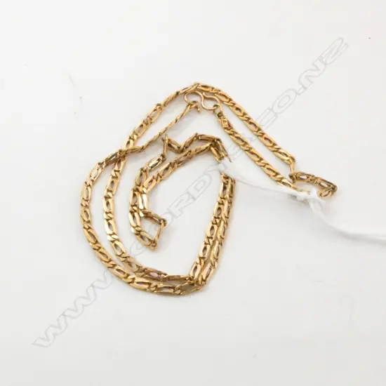 14CT FLAT CURB LINK NECK CHAIN 18CT CLASP 7.92gm