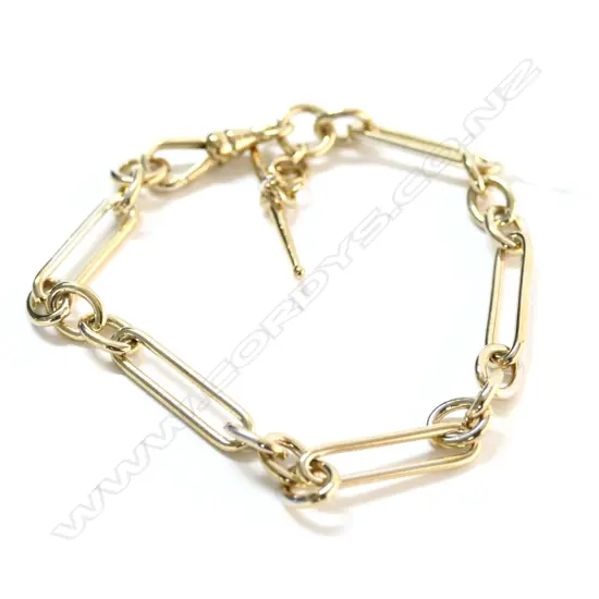 SOLID SILVER RAIL LINK BRACELET GOLD PLATED 13.6gm