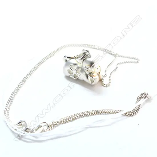 SILVER 4 HEART MONKEY PENDANT ON CHAIN 4.3GM