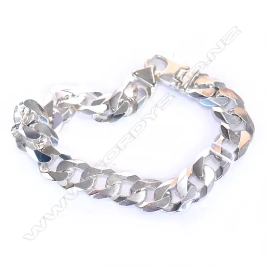 MODERN SILVER FLAT CURB LINK BRACELET 25.5gms
