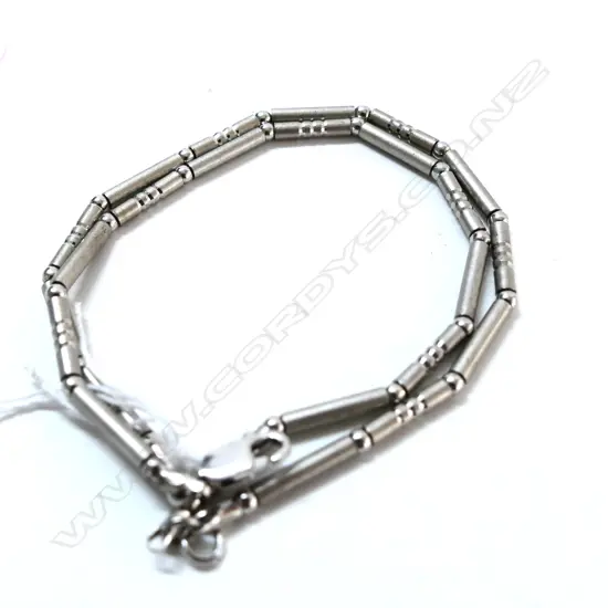 SILVER DBLE CHAIN BAR LINK BRACELET 9.8gms