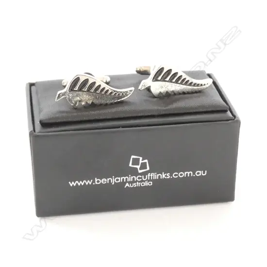 PR SILVER FERN CUFFLINKS BOXED