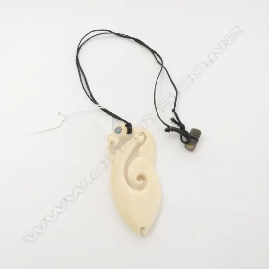 MAORI MANAIA BONE CARVING PAUA INLAY EYES