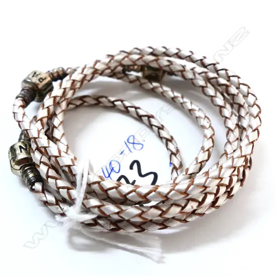 3 PANDORA BRACELETS WOVEN LEATHER 