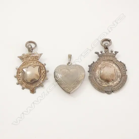 Scottish Football medal, Lanarkshire, plus  locket and silver fob