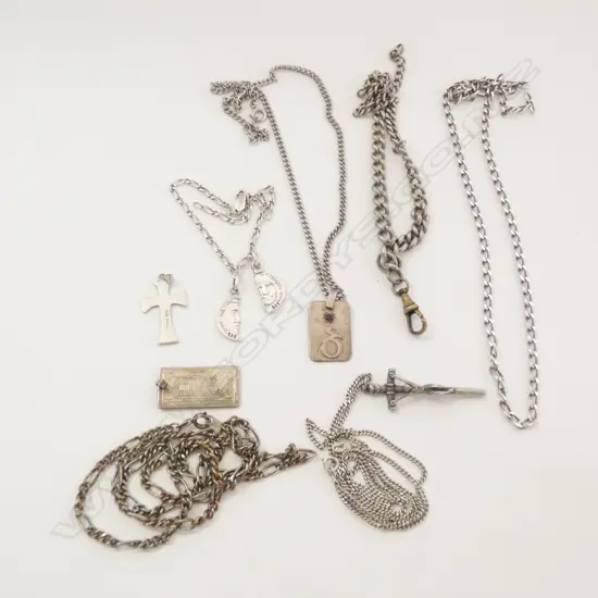 COLLECTION STG SILVER CHAINS & PENDANTS 91 GRAMS