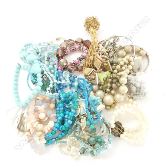 BAG ASSORTED COSTUME JEWELLERY, MAINLY BEADS