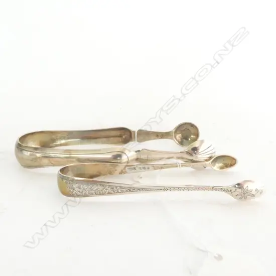 TWO PAIRS STERLING SILVER SUGAR TONGS