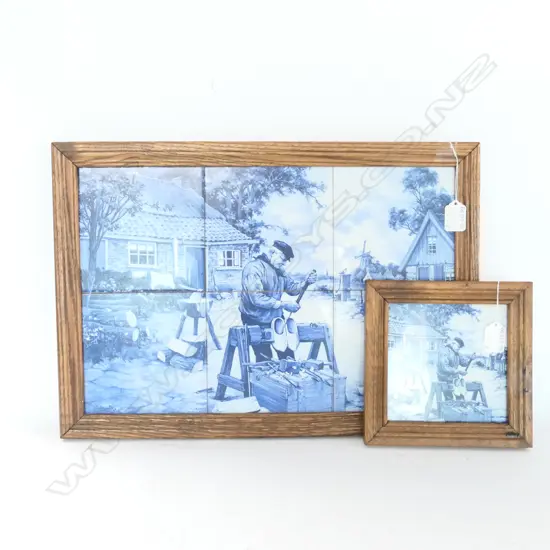 TWO DUTCH DELFT FRAMED TILES....