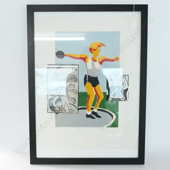 JOHN FOSTER 'DISCUS' COLOURED WOODCUT '89, ED. 08/40