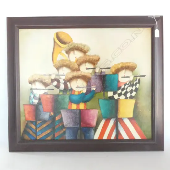 JOYCE ROYBAL CHILDREN PLAYING INSTRUMENTS OIL 500 X 600MM
