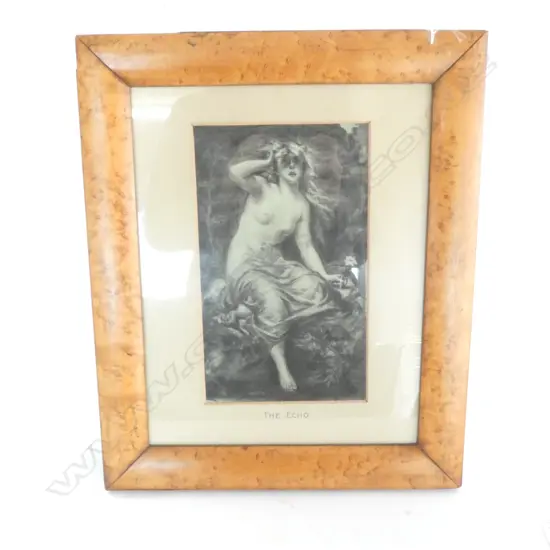 BIRDSEYE MARBLE FRAME - NUDE LADY DRAWING C1903, W. 250 X 150MM
