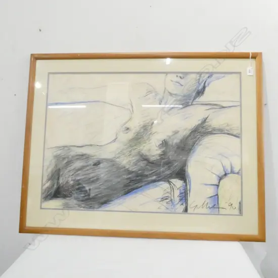 GILLIE SIGNED PASTEL NUDE '90 580 X 820MM 