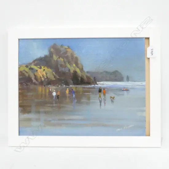 LANCE O'GORMAN ACRYLIC 'LOW TIDE PIHA' 380 X 300mm