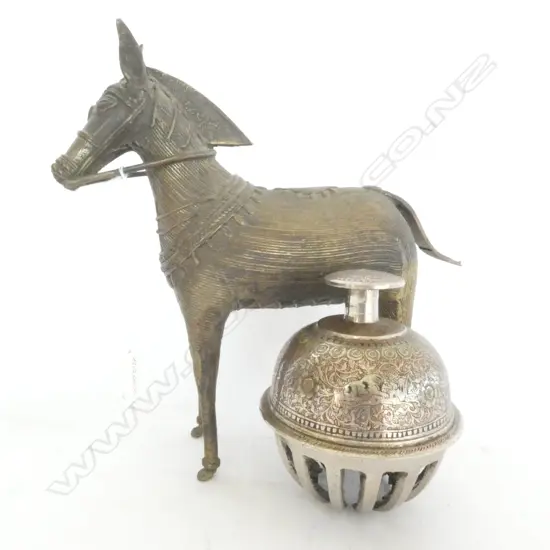 BRASS DHOKRA HORSE  AND A BELL