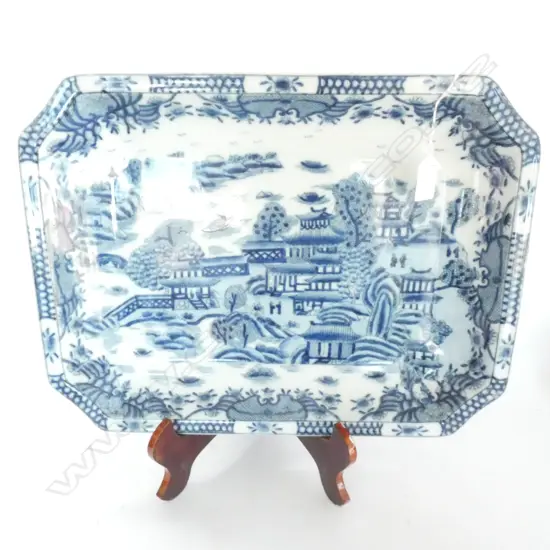 LARGE RECTANGULAR CHINESE B/W PLATTER 415 X 310MM